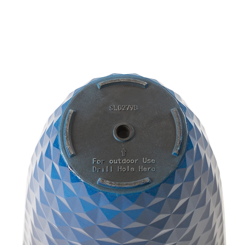 Glitzhome® Eco-Friendly Oversized Faux Cobalt Blue Ceramic Tall Bowl Plastic Pot Planter Set