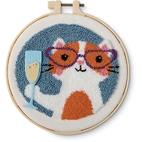 6" Cat with Bubbly Punch Needle Kit with Hoop by Loops & Threads®
