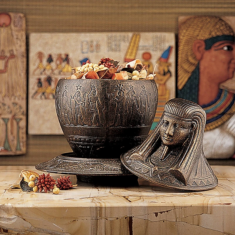 Design Toscano 8" Imsety Iron Canopic Jar on Ritual Plate