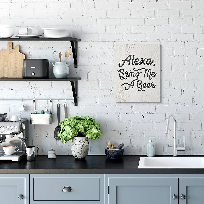 Stupell Industries Alexa Bring Me A Beer Canvas Wall Art
