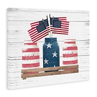 Stupell Industries Rustic Patriotic Jars American Pride Flag Design Canvas Wall Art