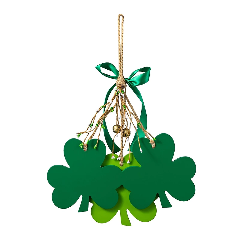 Glitzhome® 18.5" St. Patrick's Wooden Shamrock Door Hanger