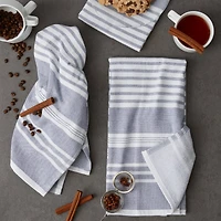 DII® French Blue Variegated Stripe Terry Dishtowels, 3ct.