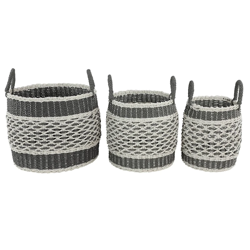 Gray Plastic Eclectic Storage Basket Set