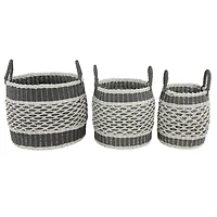 Gray Plastic Eclectic Storage Basket Set