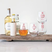 Hello Honey® 18oz. Ornament Stemless Wine Glass Set