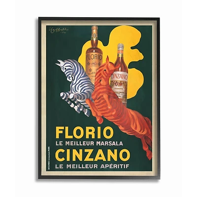 Stupell Industries Florio Cinzano Vintage Poster in Black Frame Wall Art