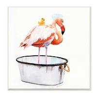 Stupell Industries Flamingo Bath Time Charming Bubble Detail,12" x 12"