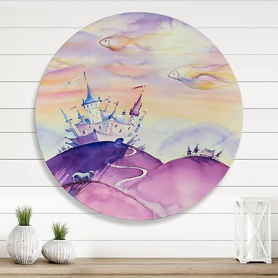 Designart - Fairy Tale Kingdom On Purple Mountain Top