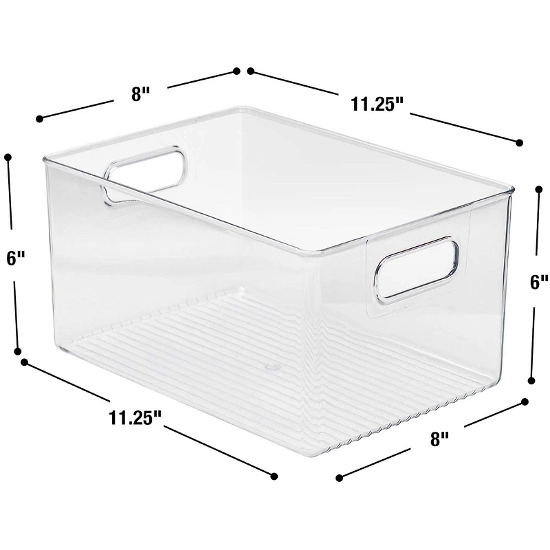 Sorbus 11.25" Clear Plastic Handled Bin Set