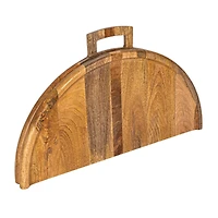 Hello Honey® 26" Natural & Gold Round Mango Wood Folding Cheese & Serving Board