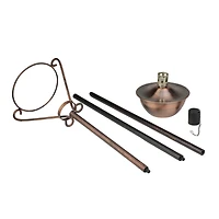 61" Brushed Copper Half Moon Garden Oil Lamp Patio Torch