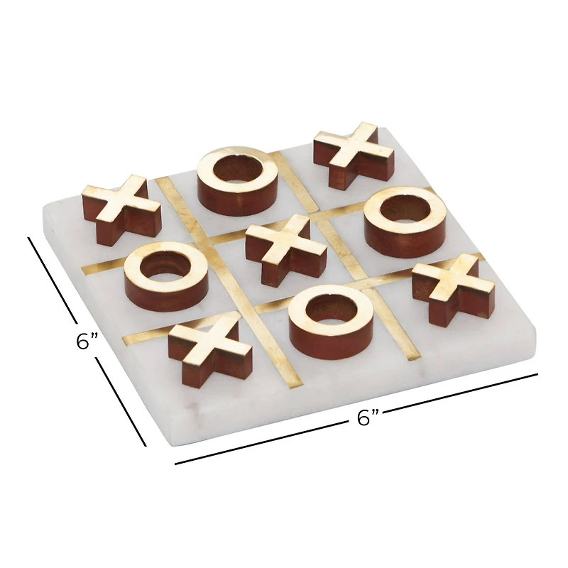 White & Gold Marble Tic-Tac-Toe Game Set