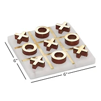 White & Gold Marble Tic-Tac-Toe Game Set