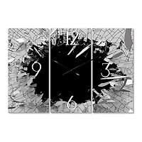 Designart Abstract Broken Wall 3D Design Multipanel Wall Clock