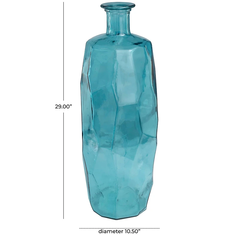 29" Teal Recycled Glass Tall Spanish Bottleneck Vase
