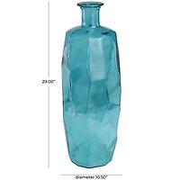 29" Teal Recycled Glass Tall Spanish Bottleneck Vase