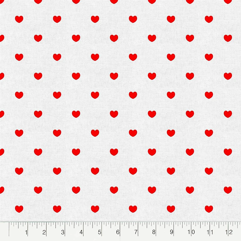 Fabric Editions White Hearts Cotton Fabric