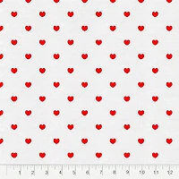 Fabric Editions White Hearts Cotton Fabric
