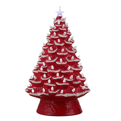 Mr. Christmas 18" Red with White Lights Nostalgic Ceramic Tree