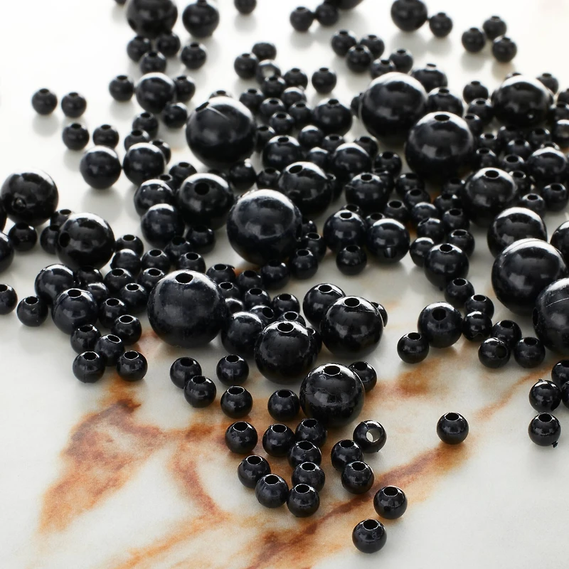 2.5oz. Jet Black Plastic Pearl Bead Mix by Bead Landing™