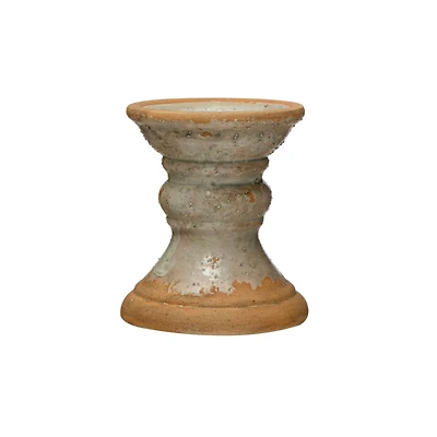 Hello Honey® Distressed Gray Coastal 2-Tone Terracotta Pillar Candle Holder