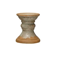 Hello Honey® Distressed Gray Coastal 2-Tone Terracotta Pillar Candle Holder