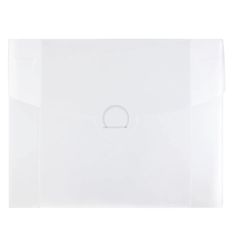 JAM Paper Clear Frost Plastic Portfolio with Circular Tuck Flap Closure 8.5" x 6.5"
