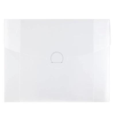 JAM Paper Clear Frost Plastic Portfolio with Circular Tuck Flap Closure 8.5" x 6.5"