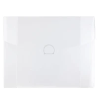 JAM Paper Clear Frost Plastic Portfolio with Circular Tuck Flap Closure 8.5" x 6.5"