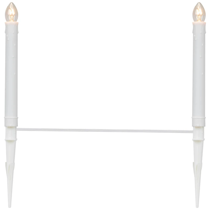 8" White C7 Candle Pathway Markers Christmas Lights With White Wire, 10ct.