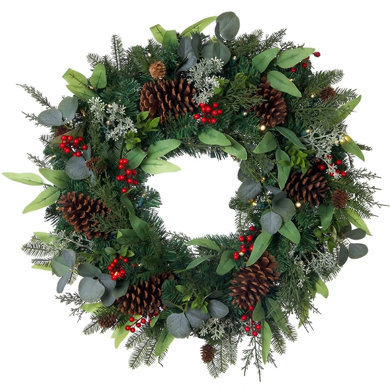Village Lighting 30" Christmas Woods Lighted Berry Wreath