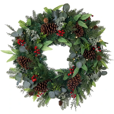 Village Lighting 30" Christmas Woods Lighted Berry Wreath