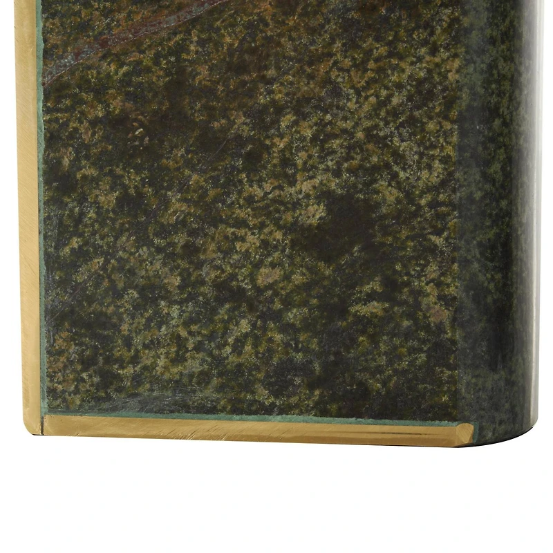 5.75" Green Marble Curved Rectangular Bookend Set