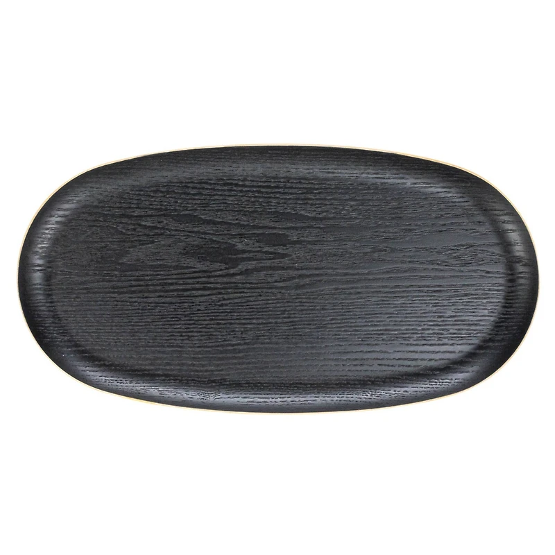 Hello Honey® 13.75" Black Oval Oak Wood Serving Tray