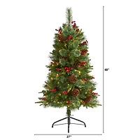 4ft. Pre-Lit Norway Mixed Pine Artificial Christmas Tree, Clear LED Lights