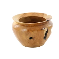 9" Natural Brown Wood Decorative Bowl