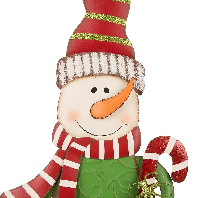 Glitzhome® 3ft. Metal Snowman & Santa Yard Stake Set