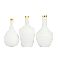 Set of 3" White Glass Glam Vases, 13" x 8" x 8"