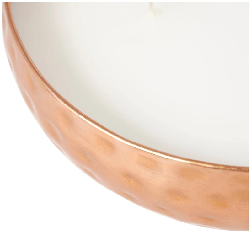 7" White Tropical Breeze Scented 3-Wick Candle with Hammered Copper Container