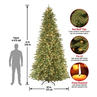 12 Ft. Pre-Lit Feel Real® Tiffany Fir Slim Artificial Christmas Tree, Clear Lights