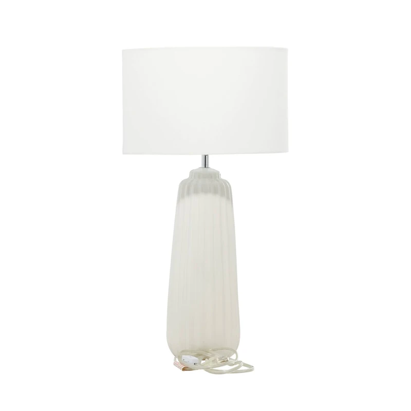 24" White Stone Traditional Table Lamp