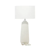 24" White Stone Traditional Table Lamp