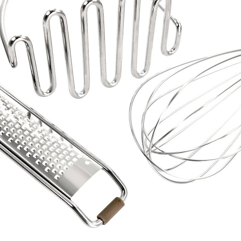 Martha Stewart 5-Piece Taupe Stainless Steel and Silicone Kitchen Utensil Tool Set