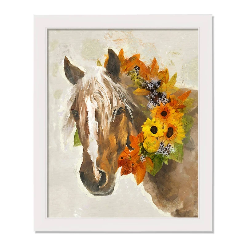 Harvest Horse Wall Art with White Frame