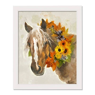 Harvest Horse Wall Art with White Frame