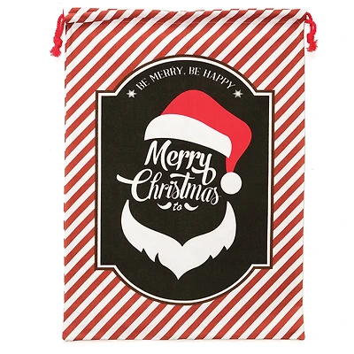Personality Case™ 19" x 26" Striped Merry Christmas Cotton Drawstring Bag
