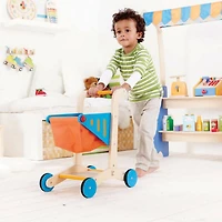 Hape Orange & Blue Wooden Shopping Cart