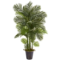6.2ft. Areca Palm Artificial Tree in Decorative Metal Pail with Rope