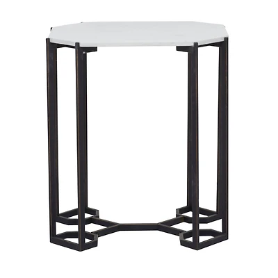 18" White Iron Contemporary Accent Table